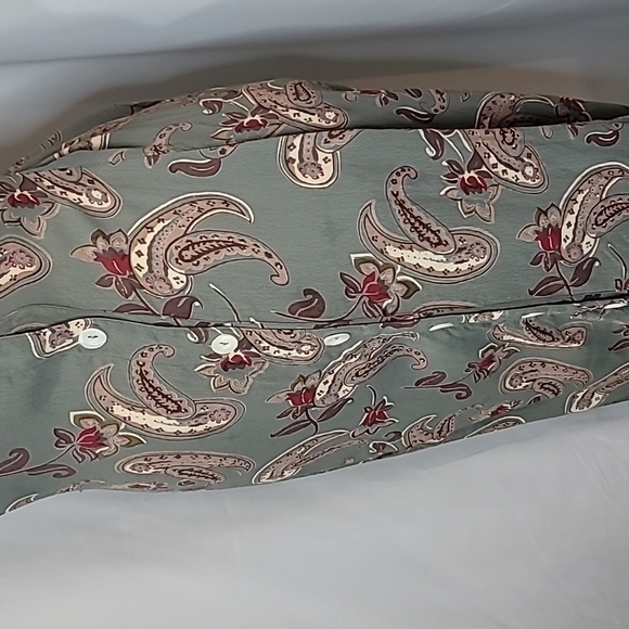 VINTAGE* FRENCH CONNECTION paisley sage midi maxi dress button up slit - Picture 3 of 7